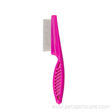 Cleaning Pink Handle Stainless Flea Pet Grooming Comb